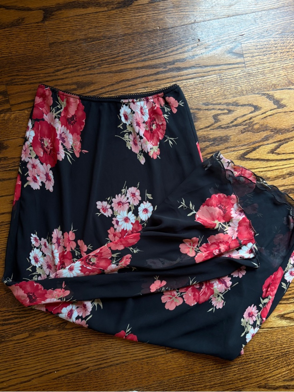 M Collection Vintage 90s Floral Maxi Slip Skirt